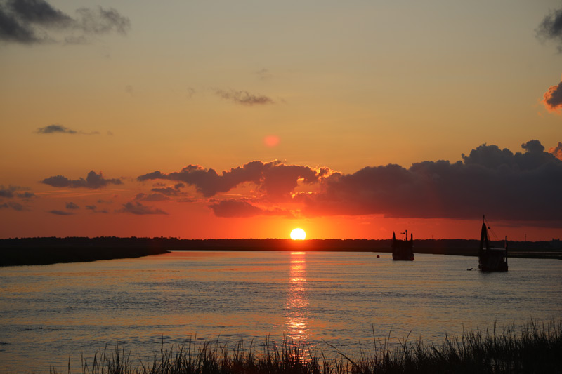 Lazaretto Creek at sunset is something you'll get to see when you leave Tybee Island