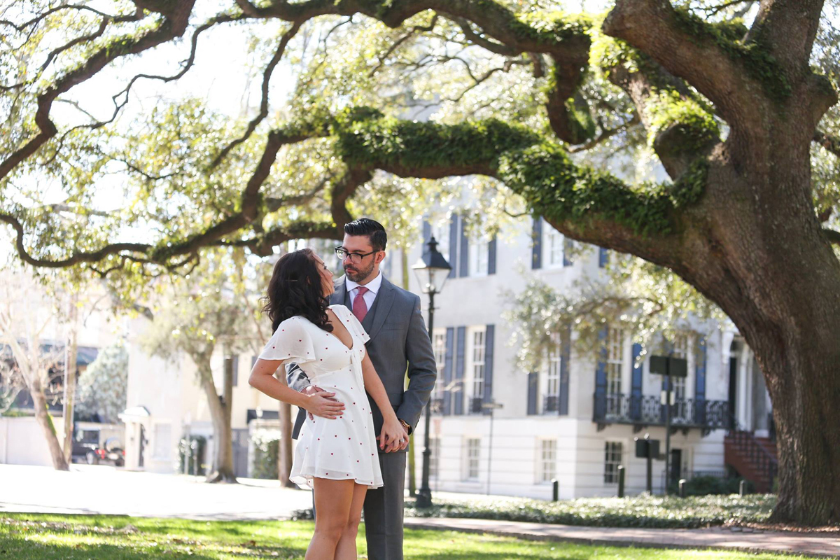 Pulaski Square is one of the best Savannah Squares for live oak trees and a private elopement