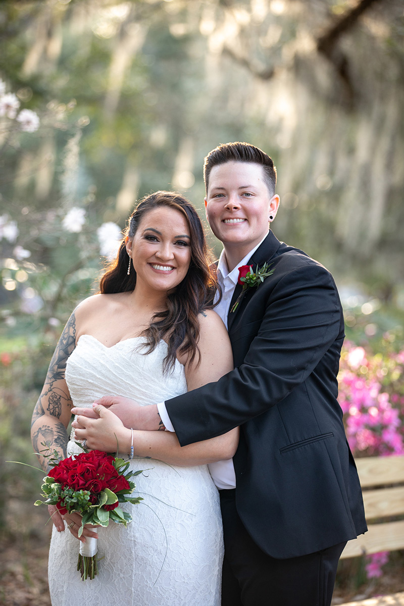 LGBT female couple in Forsyth Park